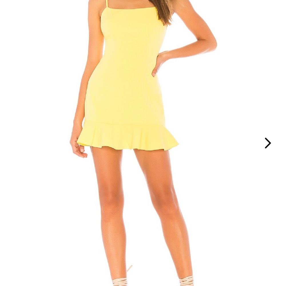 Lovers + Friends Yellow Spaghetti Strap Bodycon Mini Dress